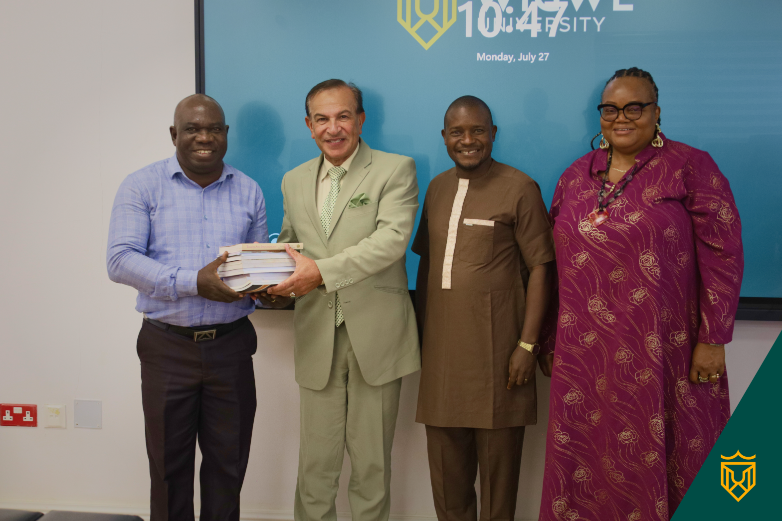 Wigwe University Welcomes Professor Jonathan Mbachaga, Receives Book Donation to Enrich University Library